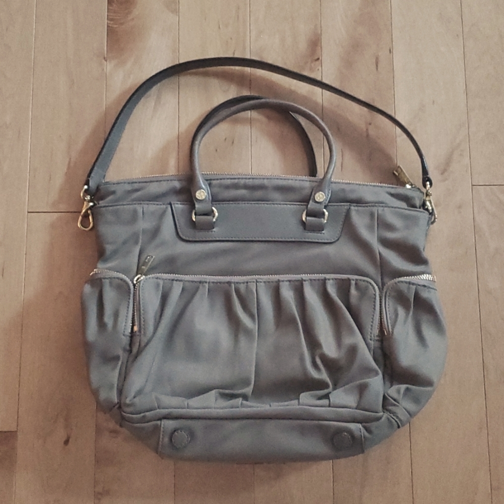 MZ Wallace Gray Nylon Tote with Gold Hardware